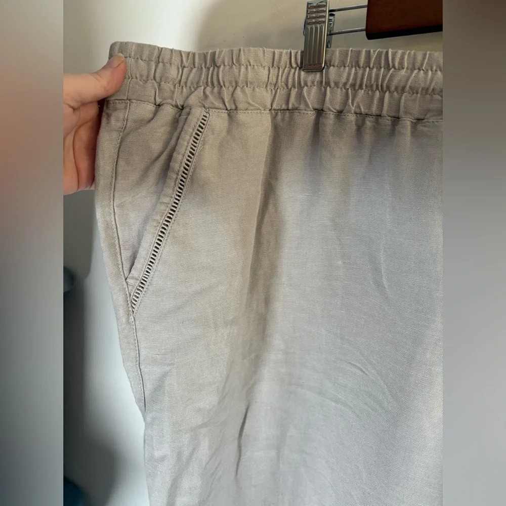 NEW Lane Bryant Wide leg Pull on Linen Pants Sand‎ Tan Minimalist Neutral 0237 - Picture 2 of 10